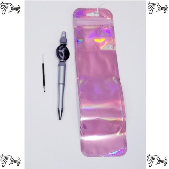 Silver Beaded Pens Includes Pouch and Ink Refill - Picture 3 of 7